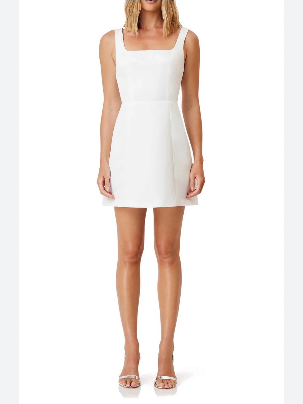 Silhouette White Square-Neck Mini Dress